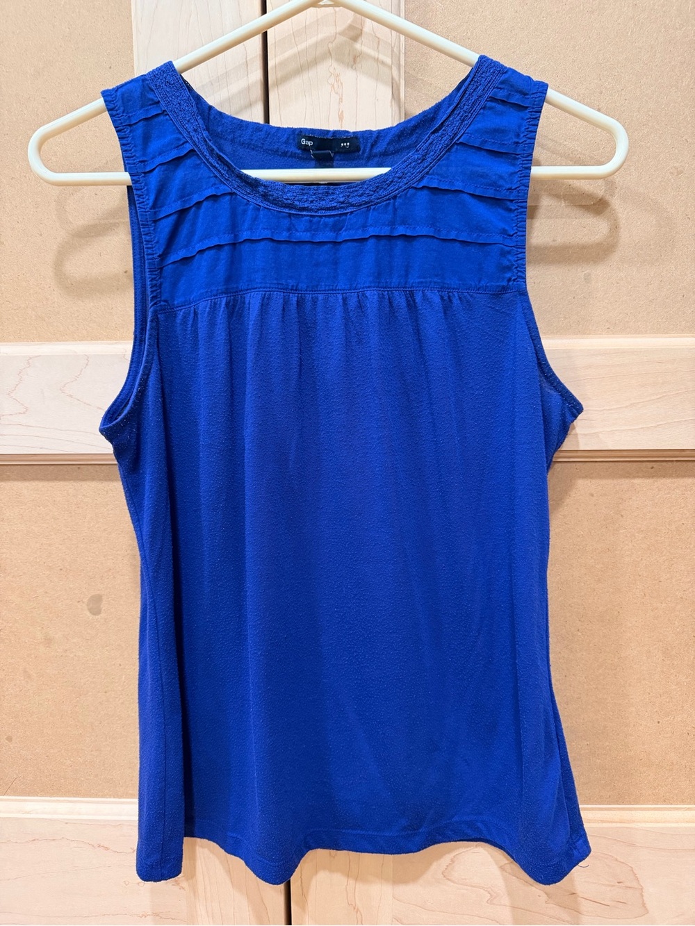 GAP Royal Blue Sleeveless Pintuck Yoke Tank